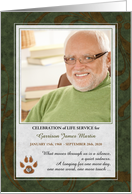 Celebration of Life Service for Pet Lover in Green and Gray card
