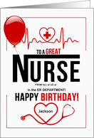 Nurse’s Birthday Custom Red Balloon card