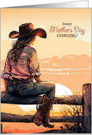 for Cowgirl Friend on Mother’s Day Western Ranch Sunset card