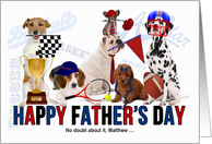 for Godson on Father’s Day Custom Dog Lover Sports Theme card