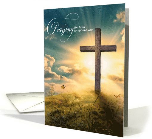 Christian Encouragement Praying for You Cross on Hill card (1046937)