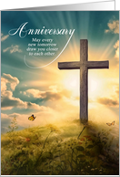 Wedding Anniversary Christian Cross on a Hill card