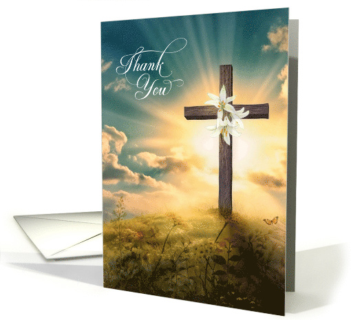 Funeral Sympathy Thank You Christian Cross on a Hill card (1047247)