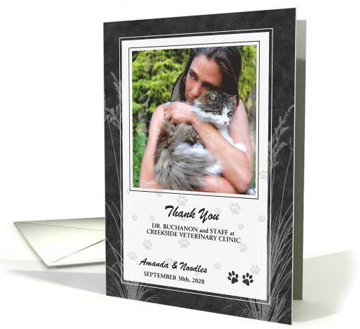 Veterinarian Thank You in Charcoal Gray with Pet's Photo Blank card