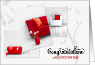 1st New Home Congratulations in Modern Red and White card