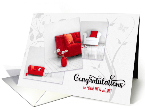 Realtor New Home Congratulations in Modern Red and White card