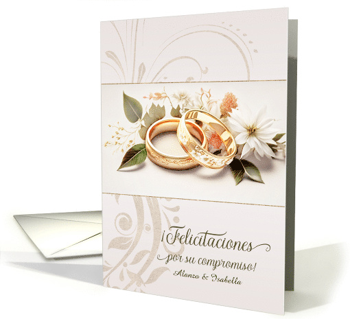Custom Spanish Engagement Congratulations Wedding Bands card (1061815)