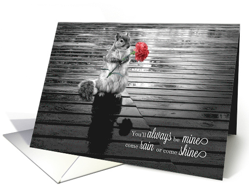Valentine's Day Squirrel with Carnation Black and White card (1068135)
