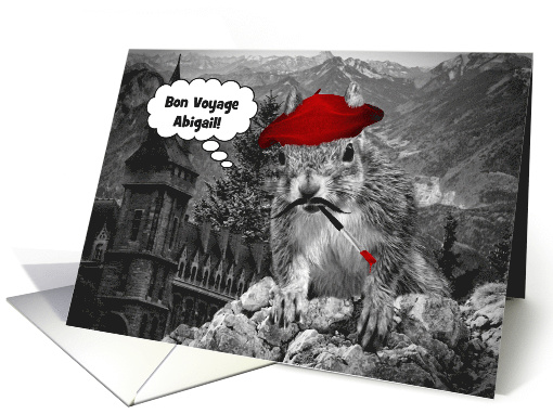 Bon Voyage Funny French Artist Squirrel Custom card (1068561)