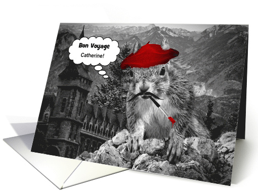 Bon Voyage Party Inviation Funny French Squirrel Custom card (1068647)