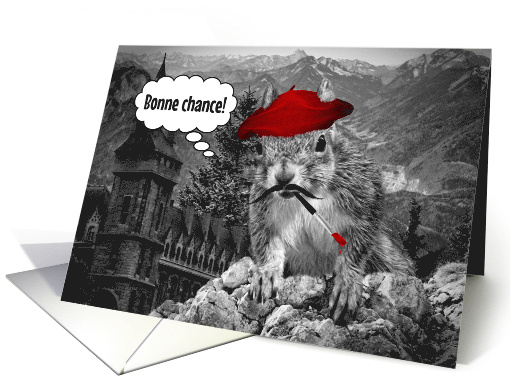 French Bonne Chance Good Luck French Squirrel Painter card (1069199)