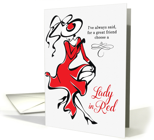 Ladies in Red Friendship with an Elegant Line Art Woman card (1069797)