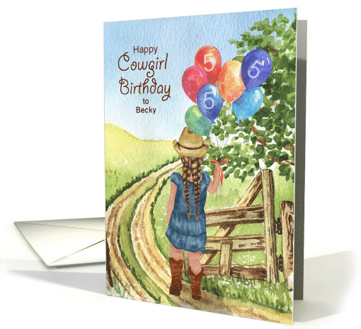 5th Birthday Little Cowgirl Western Theme with Name card (1076528)