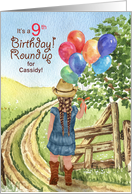 9th Birthday Party Invitation Cowgirl Western Theme Custom card