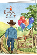 9th Birthday Party Invitation Cowboy Western Theme with Name card
