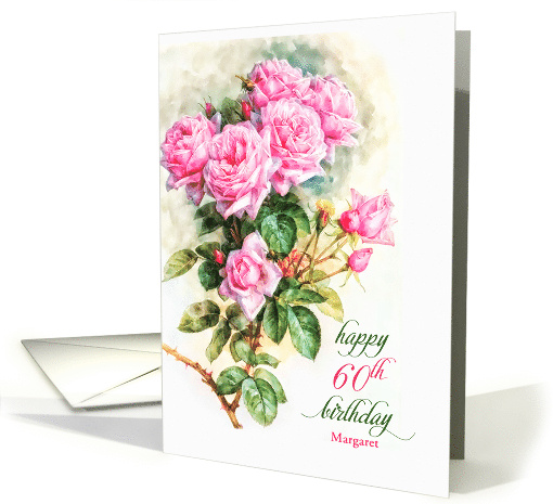 60th Birthday Vintage Rose Garden Custom Name card (1079142)