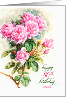 80th Birthday Vintage Rose Garden Custom Name card