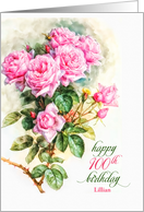 100th Birthday Vintage Rose Garden Custom Name card