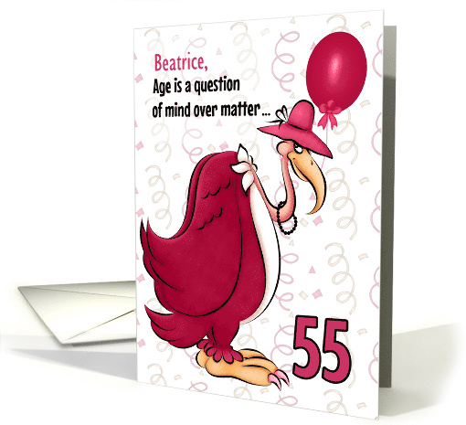 55th Birthday Funny Pink Buzzard Getting Old Humor Custom Name card