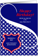 Birthday Law Enforcement Theme Red White and Blue with Name card