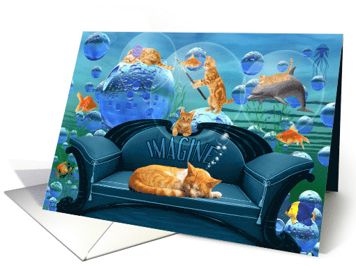 Encouragement Tabby Dreams Underwater Adventure for Cat Lover card