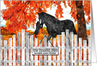 Custom Donation Thank You Horse and Cat with Autumn Color card