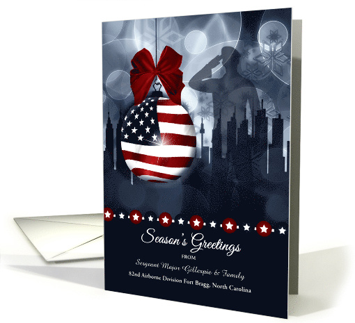 Custom Military Christmas American Soldier and Skyline card (1108652)