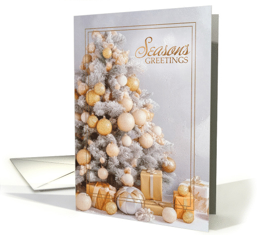 from Our House Season's Greetings Christmas Tree White and Gold card