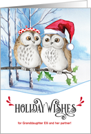 for Granddaughter and her Partner Holiday Wishes Woodland Owls card