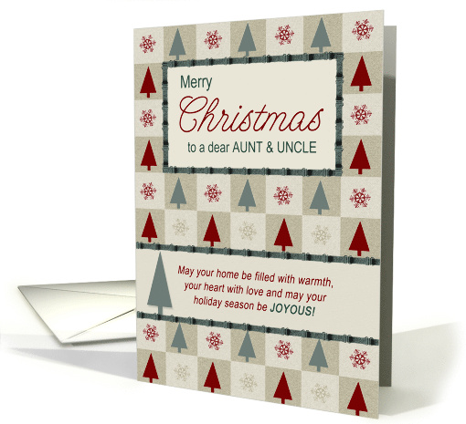 for Aunt and Uncle Green and Burgundy Christmas Trees card (1124448)
