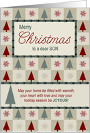 for Son on Christmas and Burgundy Christmas Trees card