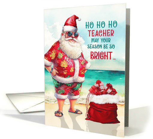 for Teacher Christmas Cool Santa in Sunglasses card (1125618)