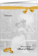 Will You Be My Maid of Honor Vintage Lesbian Wedding card