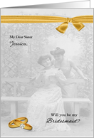 Will You Be My Bridesmaid Vintage Lesbian Wedding card