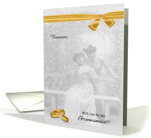 Be My Groomsmaid Vintage Lesbian Wedding Custom card (1128402)