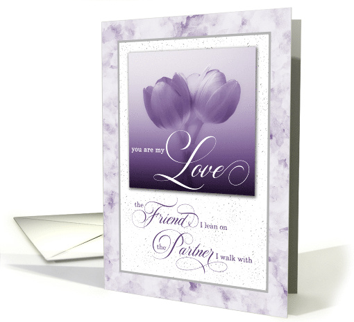 for Lesbian Partner Wedding Anniversary Purple Tulips Custom card