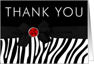Thank You for the Gift Zebra Print with Red Faux Gem card