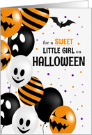 for Little Girl Halloween Balloons and Polka Dots card