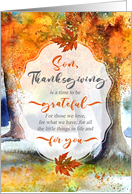 for Son on Thanksgiving Sentimental Autumn Forest card
