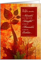 for Daughter Thanksgiving Gratitude Autumn Foliage Custom card