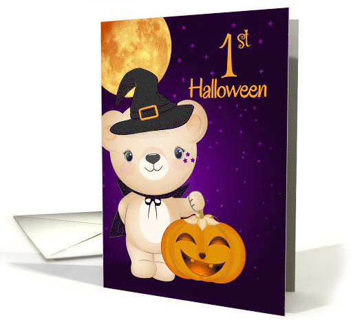 Baby's 1st Halloween Autumn Teddy Bear Witch card (1150114)