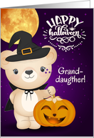 for Granddaughter on Halloween Autumn Teddy Bear Witch card