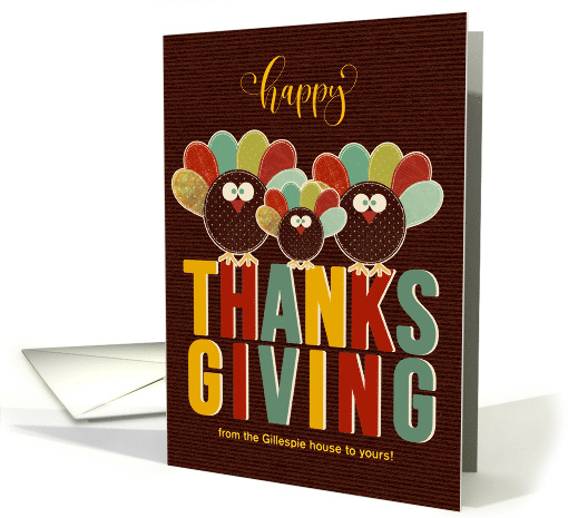 from Our House to Yours Custom Thanksgiving Patchwork Turkey card