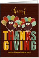 from Our House to Yours Custom Thanksgiving Patchwork Turkey card