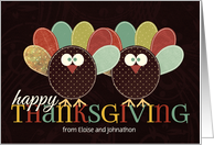 from Both of Us Custom Thanksgiving Patchwork Turkey Pair card