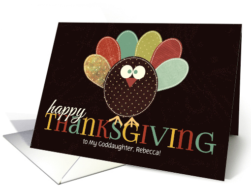 for Goddaughter Thanksgiving Silly Patchwork Turkey card (1152284)