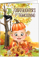 Goddaughter’s 1st Thanksgiving Blonde Baby Girl in a Pumpkin card