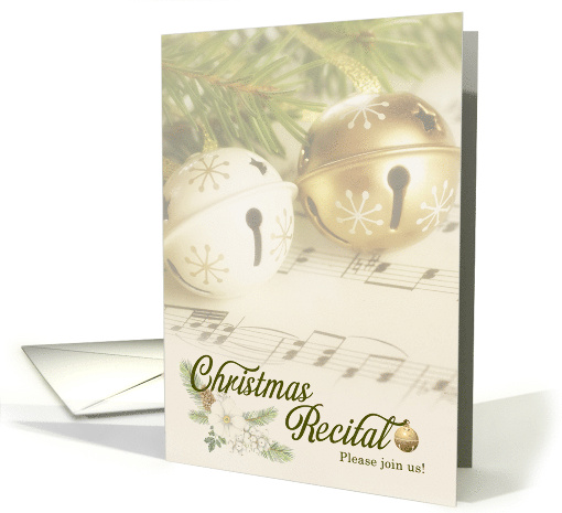 Christmas Recital Invitation Sheet Music Pines and Bells card