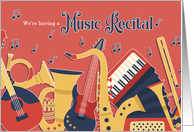 Music Recital Invitation Boldly Colored Instruments and Notes card