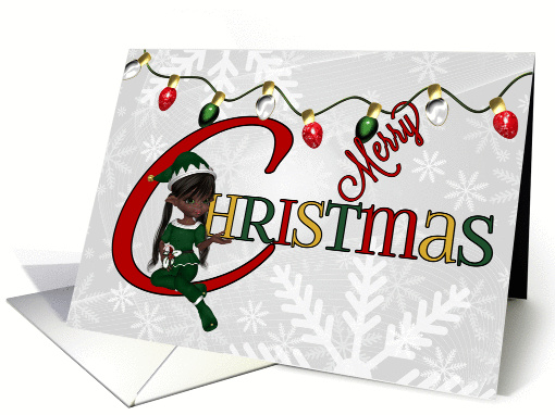 Christmas Lights and Elf with Snowflakes card (1160790)